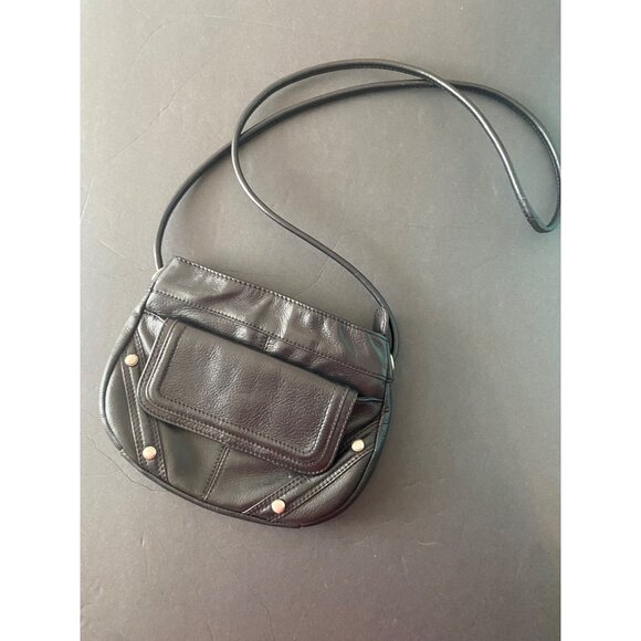 B. Makowsky Lyon Black Pebble Leather Small Crossbody Bag - Picture 1 of 4
